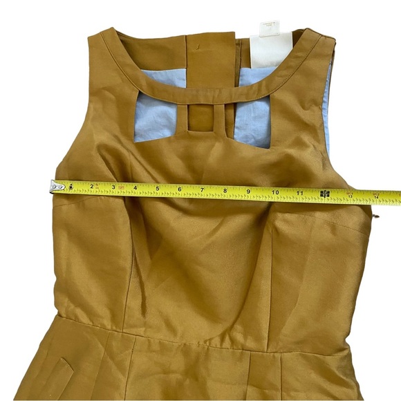 Maeve anthropology Silk Gold cut out mini dress 60s style US2 mustard sleeveless - Picture 6 of 13
